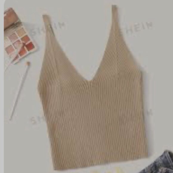 Rib-knit Ribbed Chic Glam Hipster Hippie Artsy Boho Bohemian Minimal Crop Top - Picture 1 of 4